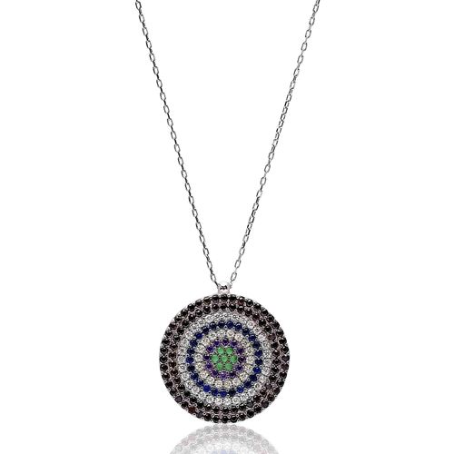 Colorful Round Shape Turkish Wholesale Handmade 925k Sterling Silver Pendant